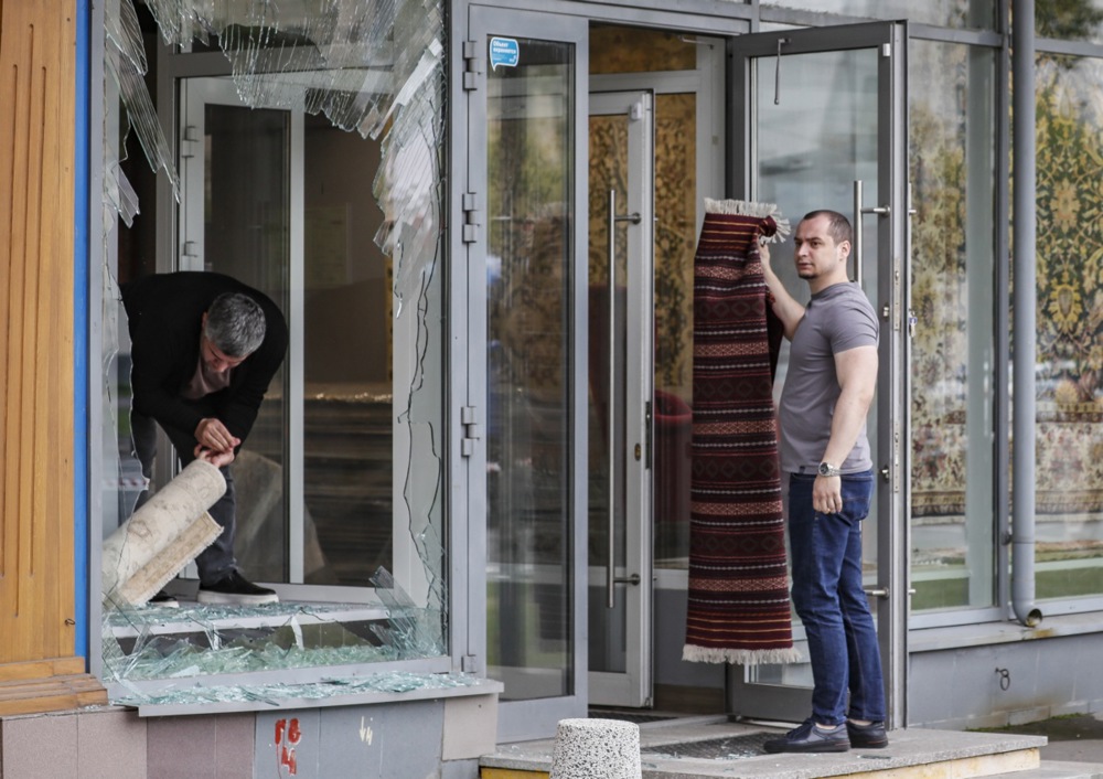 Russia accused Kyiv of "terrorism" saying that two Ukrainian drones had damaged buildings in Moscow, including one close to the Defence Ministry's headquarters on Monday, a day after Ukraine promised payback for Russian strikes on Odesa. (EPA-EFE/YURI KOCHETKOV)
