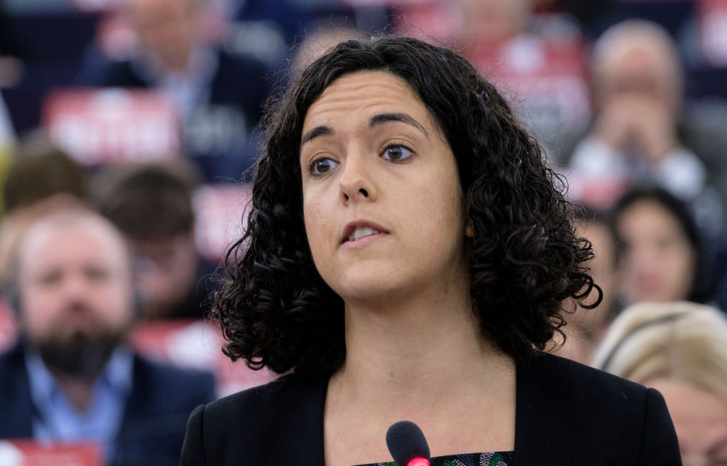 An MEP for the left-wing La France Insoumise (LFI) has lashed out online against certain types of microphones, calling them 'sexist'. (Photo by Thierry Monasse/Getty Images)