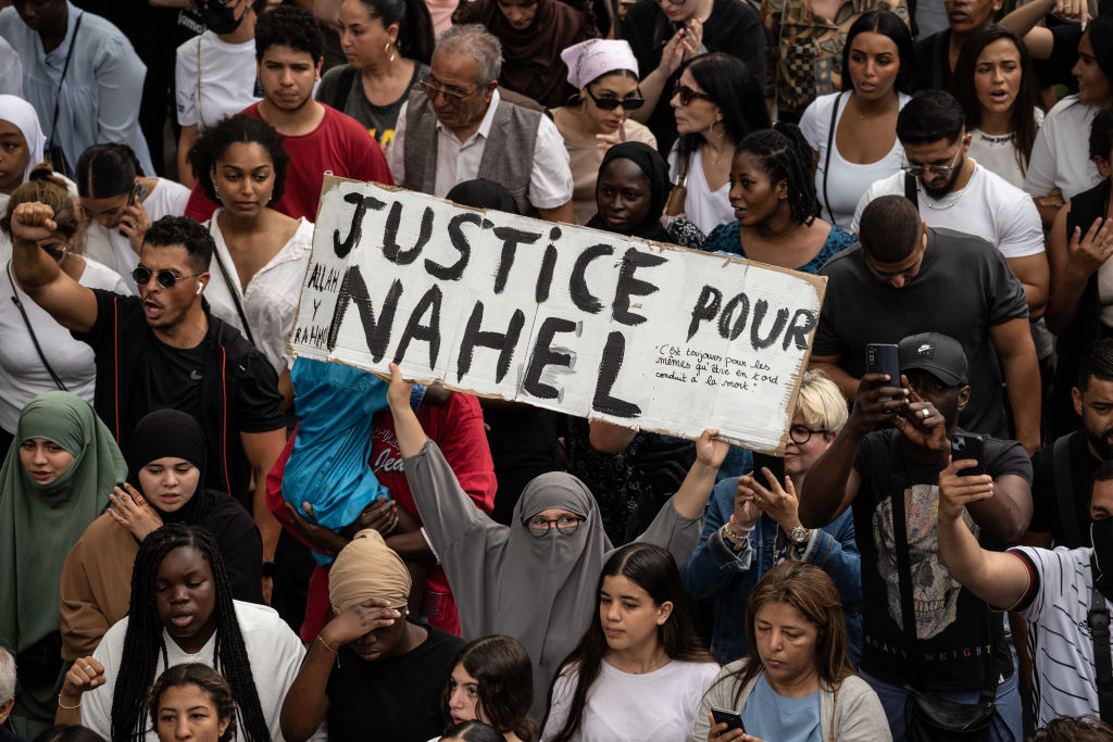 The French police officer believed to have shot teenager Nahel M. has reportedly claimed he did so to save his colleague. (Photo by Abdulmonam Eassa/Getty Images)