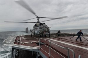 Russia has claimed that its navy fired multiple warning shots at a merchant vessel in the Black Sea on Sunday. (EPA-EFE/YURI KOCHETKOV)