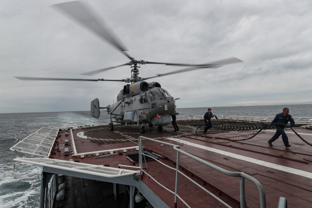 Russia has claimed that its navy fired multiple warning shots at a merchant vessel in the Black Sea on Sunday. (EPA-EFE/YURI KOCHETKOV)