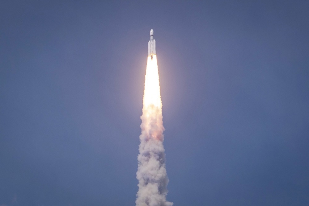 Russia's headline-grabbing moon mission has reportedly ended in failure after crashing into the surface of the astronomical body. Pictured: Chandrayaan-3 (EPA-EFE/IDREES MOHAMMED)