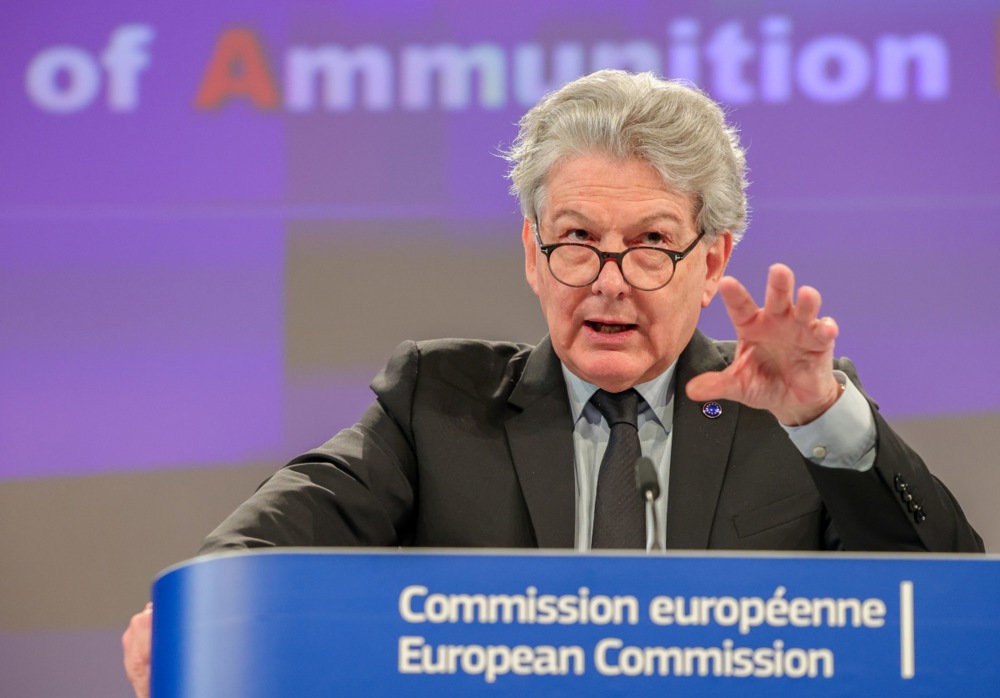 Big tech bosses can "no longer hide" from the EU's demands for censorship, Internal Market Commissioner Thierry Breton. (EPA-EFE/OLIVIER MATTHYS)