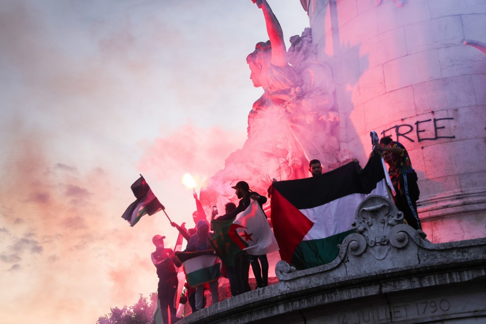 Pro-Palestine protests have erupted across Europe amid calls from Islamic militants in the region for a worldwide "day of jihad". (EPA-EFE/TERESA SUAREZ)