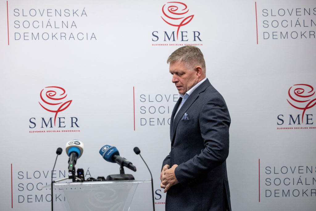 Robert Fico, the leader of Slovakia's left-wing Smer party, has said that he would rather see his outfit thrown out of the S&D party than support Ukraine. (Photo by Janos Kummer/Getty Images)