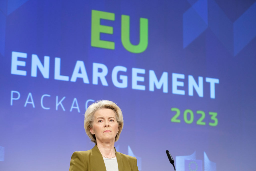 Hungary's ruling party unveiled billboards vilifying European Commission President Ursula Von der Leyen on Monday, the first time it has made her a personal target in a campaign similar to one against her predecessor that angered Brussels. (Photo by Thierry Monasse/Getty Images)