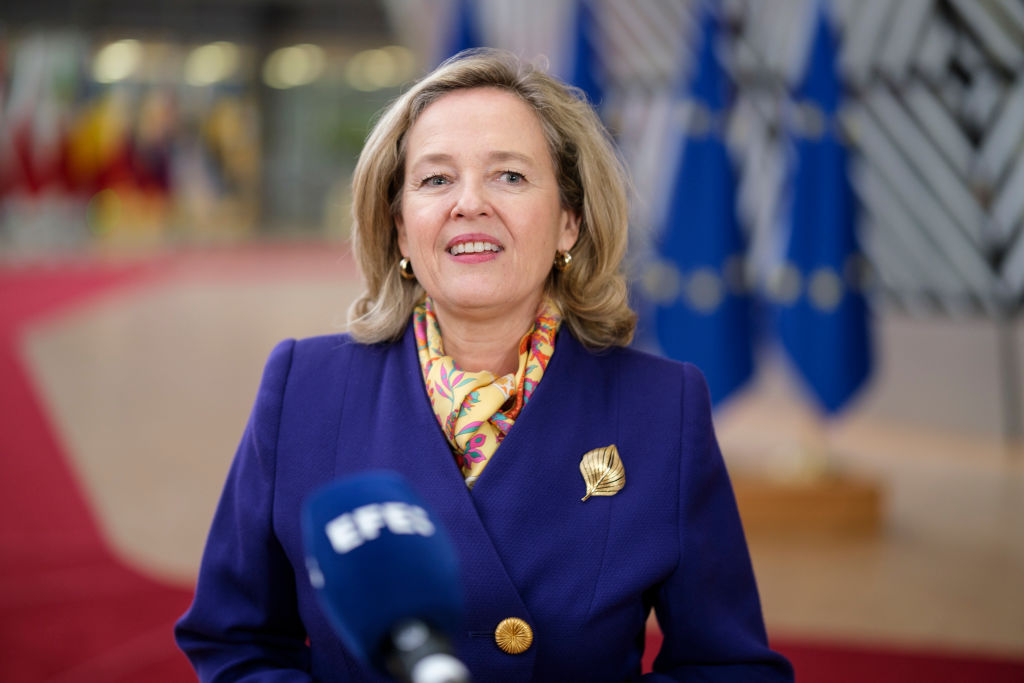 Spain’s Deputy Prime Minister and economy minister Nadia Calviño has beaten European Commissioner Margrethe Vestager for the top job at the European Investment Bank (EIB). (Photo by Thierry Monasse/Getty Images)