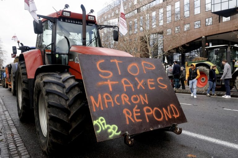 French farmers have declared a week of intensive protests targeting the European green deal, amid ongoing demonstrations against the plan across the continent. (EPA-EFE/GUILLAUME HORCAJUELO)