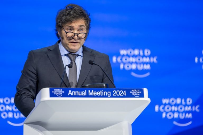Argentina's newly elected libertarian president, Javier Milei, has publicly berated the growing influence of Western 'Neo-Marxists' at the annual meeting of the World Economic Forum. (EPA-EFE/GIAN EHRENZELLER)