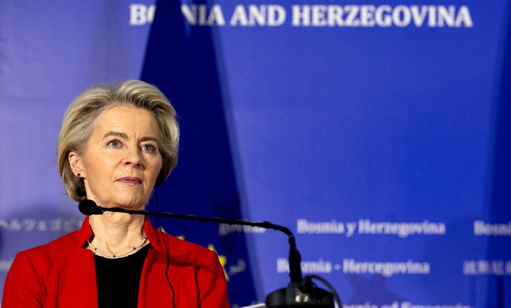 Support for Ursula von der Leyen within the European Parliament is now on a knife-edge, with new polling predicting the forthcoming EU elections to wreak havoc on her fragile support base. (EPA-EFE/FEHIM DEMIR)
