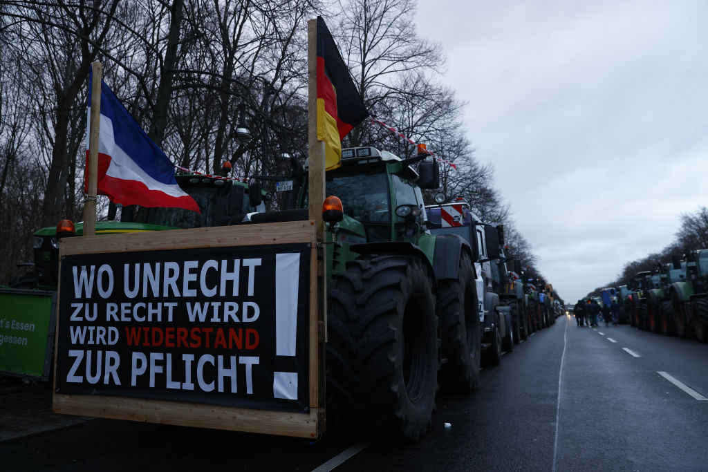 Germany's capital of Berlin reportedly came to a "standstill" as a result of an anti-government protest led by farmers. (Photo by Michele Tantussi/Getty Images)
