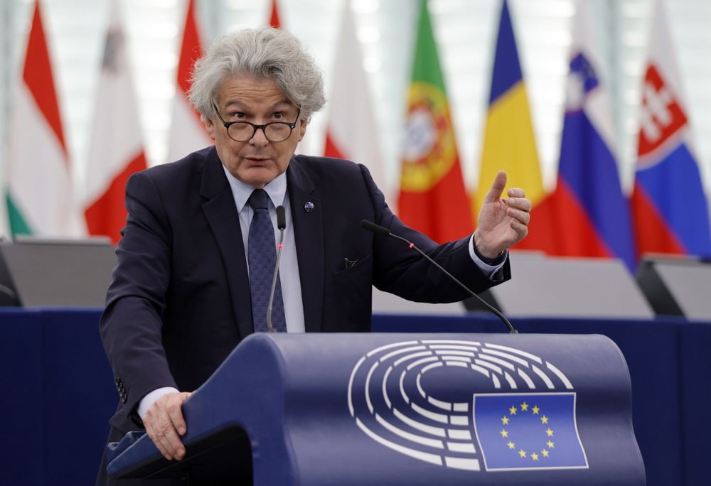 MEPs have grilled the EU's self-styled "Digital Enforcer" Thierry Breton over his backing of "Stalinist" censorship using the Digital Services Act (DSA). (EPA-EFE/RONALD WITTEK)