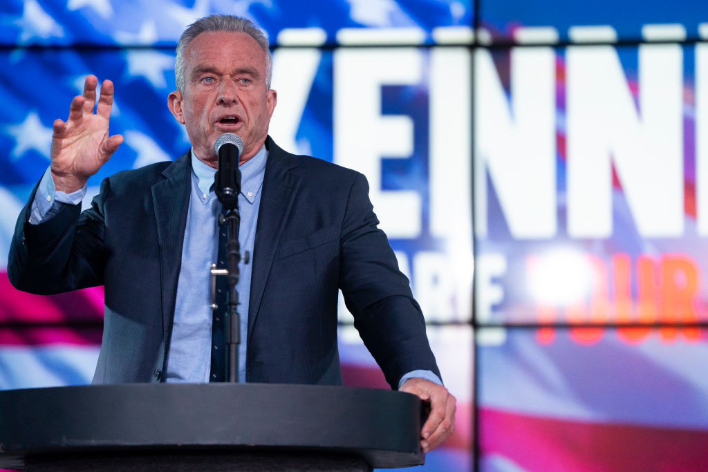 Contrary to what one might assume, given Kennedy’s history as a lifelong Democrat, numerous polls show Kennedy siphoning away more votes from Trump than from Biden. (Photo by Rebecca Noble/Getty Images)