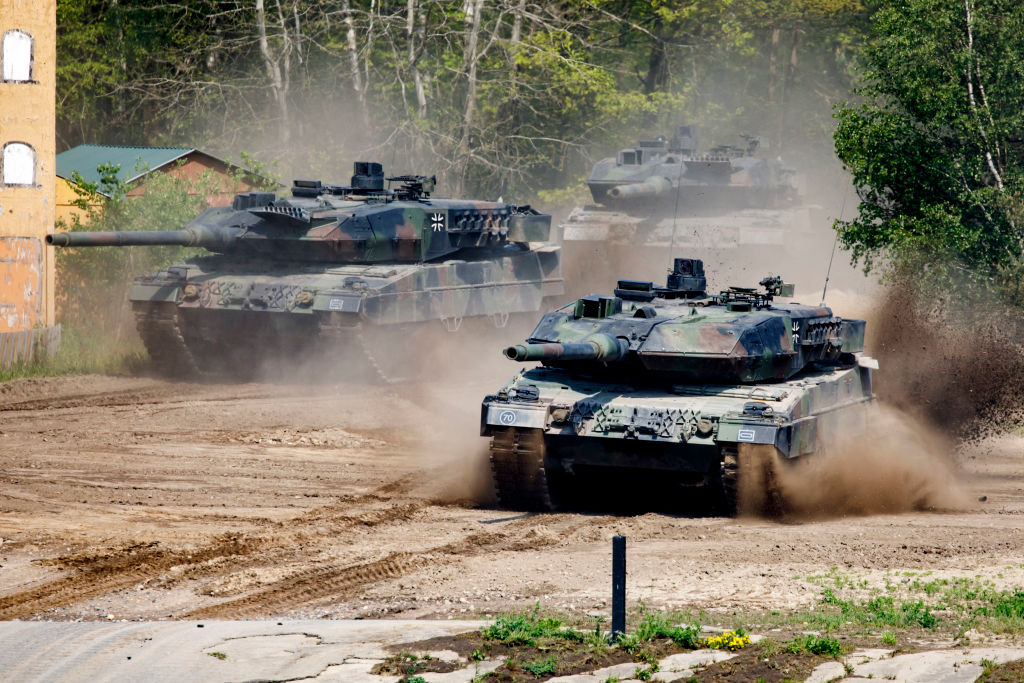 German Leopard Tanks. Berlin has hit NATO's spending target for first time in more than 30 years. (Morris MacMatzen/Getty Images)
