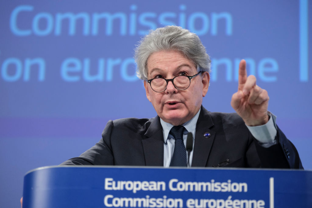Apple has bowed to the demands of the European Commission after receiving publicly issued threats by the bloc's self-styled "digital enforcer", Thierry Breton. (Photo by Thierry Monasse/Getty Images)