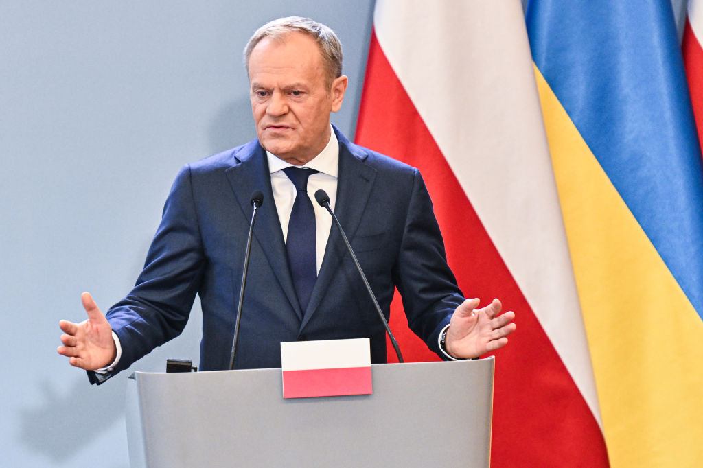 Polish Prime Minister Donald Tusk has railed against the EU's migration pact, stating in an interview the deal is preventing his country from dealing with migrants coming from Russia and Belarus. (Photo by Omar Marques/Getty Images)