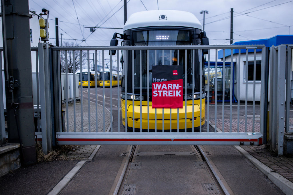 Walk on by: Public transport workers held a strike across most of Germany on March 1. (Maja Hitij/Getty Images)