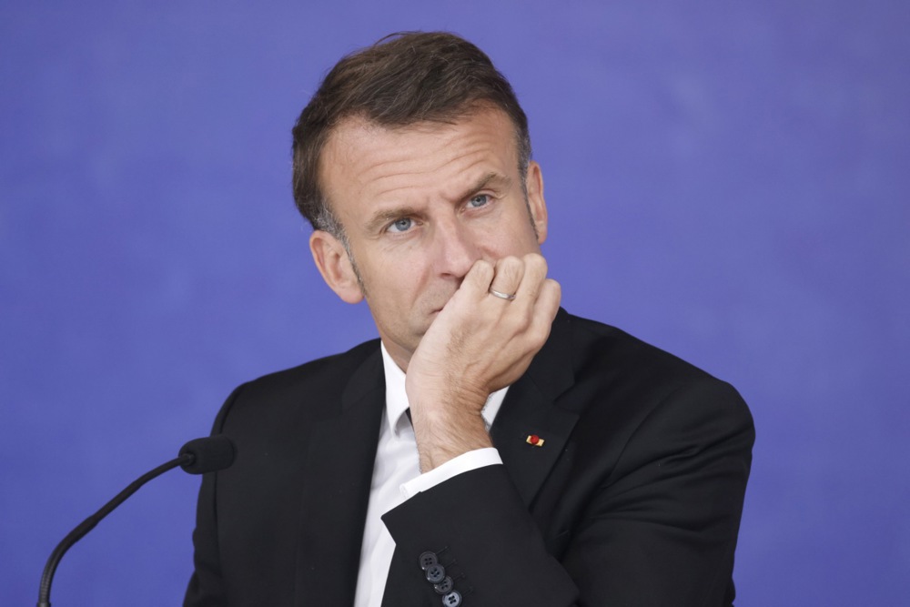 President Emmanuel Macron's offer to put the entire EU under France's nuclear weapons umbrella has provoked outrage from both the left and right. (EPA-EFE/LUDOVIC MARIN / POOL MAXPPP OUT)