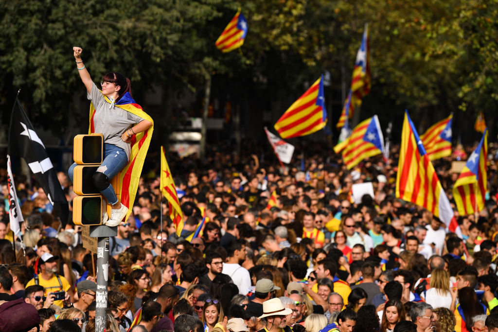 It is nearly seven years since politicians in Catalunya declared their region's independence from Spain, the short-lived announcement being almost immediately annulled by Madrid and crushed by Spanish security forces. (Photo by Jeff J Mitchell/Getty Images)