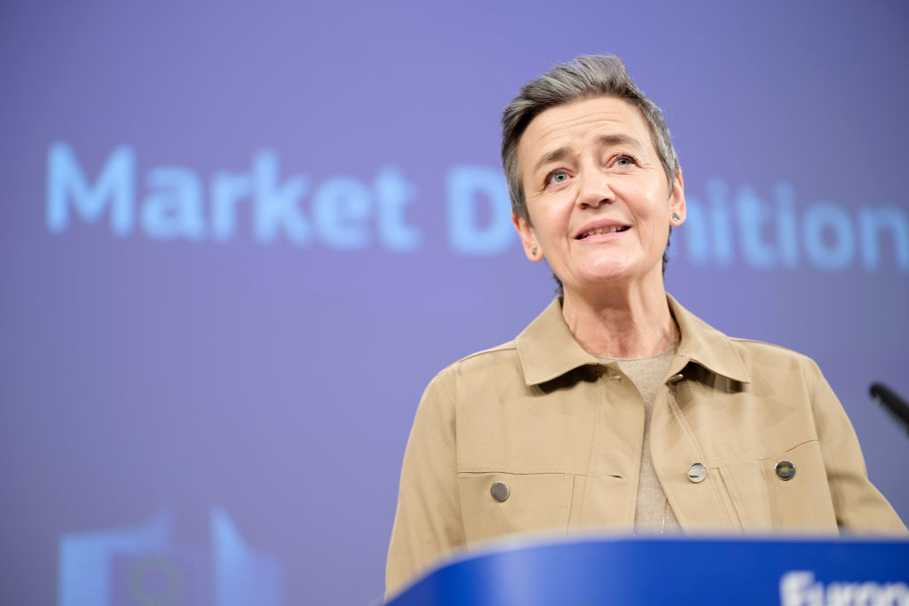 The Biden administration is "deeply aligned" with the European Union when it comes to cracking down on big tech, the European Commission's Margrethe Vestager has said. (Photo by Thierry Monasse/Getty Images)