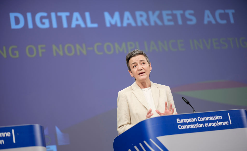 The claim that new EU tech rules jeopardise device security is "complete nonsense", the European Commission's Margrethe Vestager has insisted. (Thierry Monasse/Getty Images)