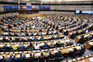 MEPs rowed over allegations of "Nazi" rhetoric in the halls of the European Parliament before narrowly voting in favour of the Migration and Asylum Pact. (Photo by Thierry Monasse/Getty Images)