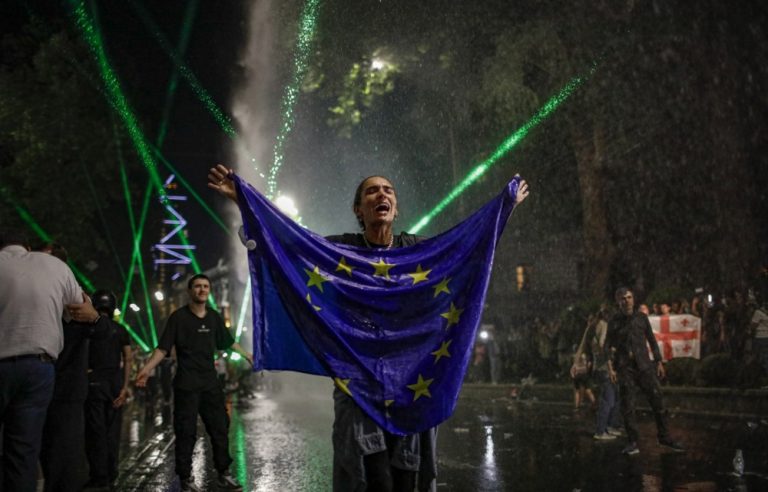 European Commission President Ursula von der Leyen has put pressure on the Georgian government after pro-EU protests in the country descended into violence. (EPA-EFE/DAVID MDZINARISHVILI)