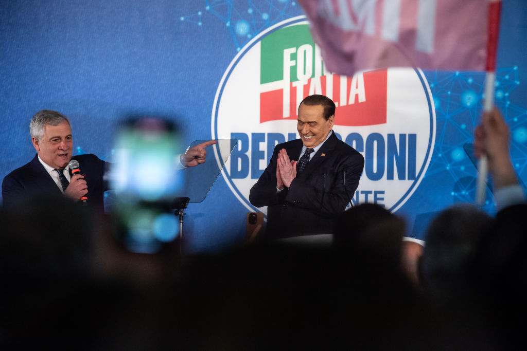 Center Right Italian Party Forza Italia urged voters to write Berlusconi or Silvio Berlusconi on the ballot vote on June 9th, even though former Italian and president of the party Berlusconi died a year ago(Photo by Ivan Romano/Getty Images)