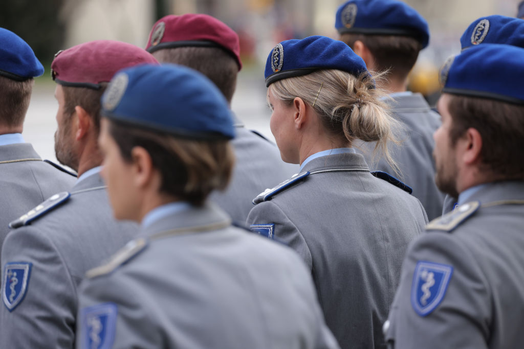 The German government is reportedly considering the implementation of a "gender-neutral" form of conscription to rescue its failing military. (Photo by Sean Gallup/Getty Images)