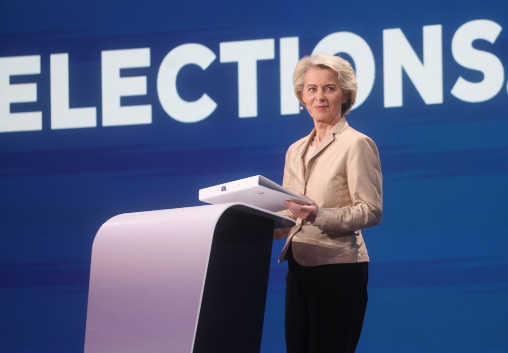 Following the European People's Party win last, EPP's president Ursula von der Leyen hinted at the survival of the last European Parliament majority between EPP, the liberals and social democrats.EPA-EFE/OLIVIER HOSLET