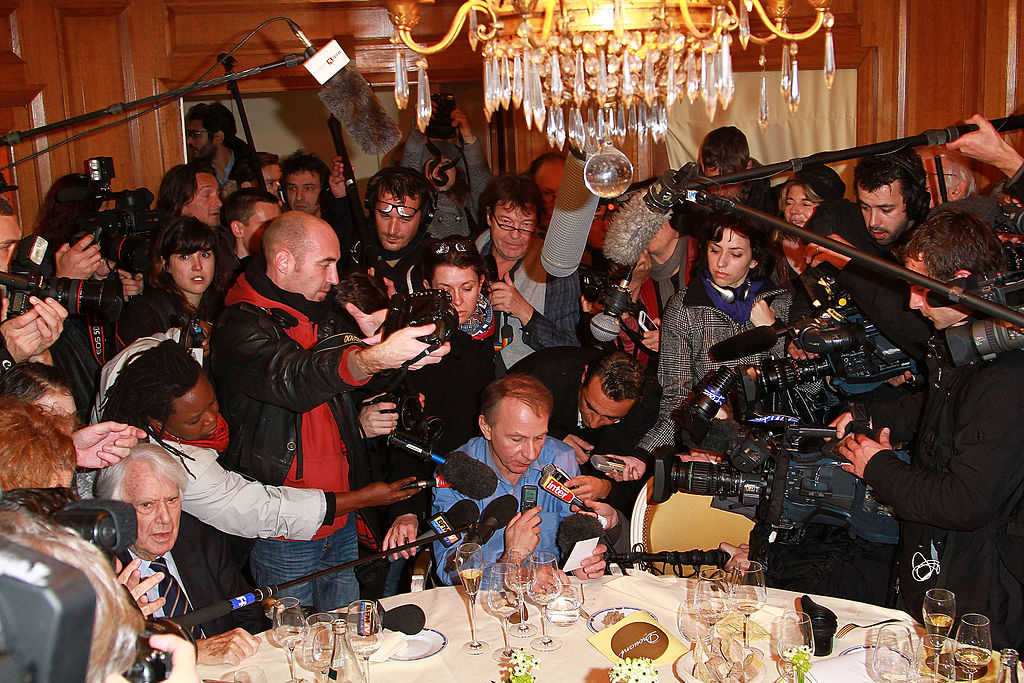 French author Michel Houellebecq asks questions and gets prizes (Photo by Richard Bord/Getty Images)