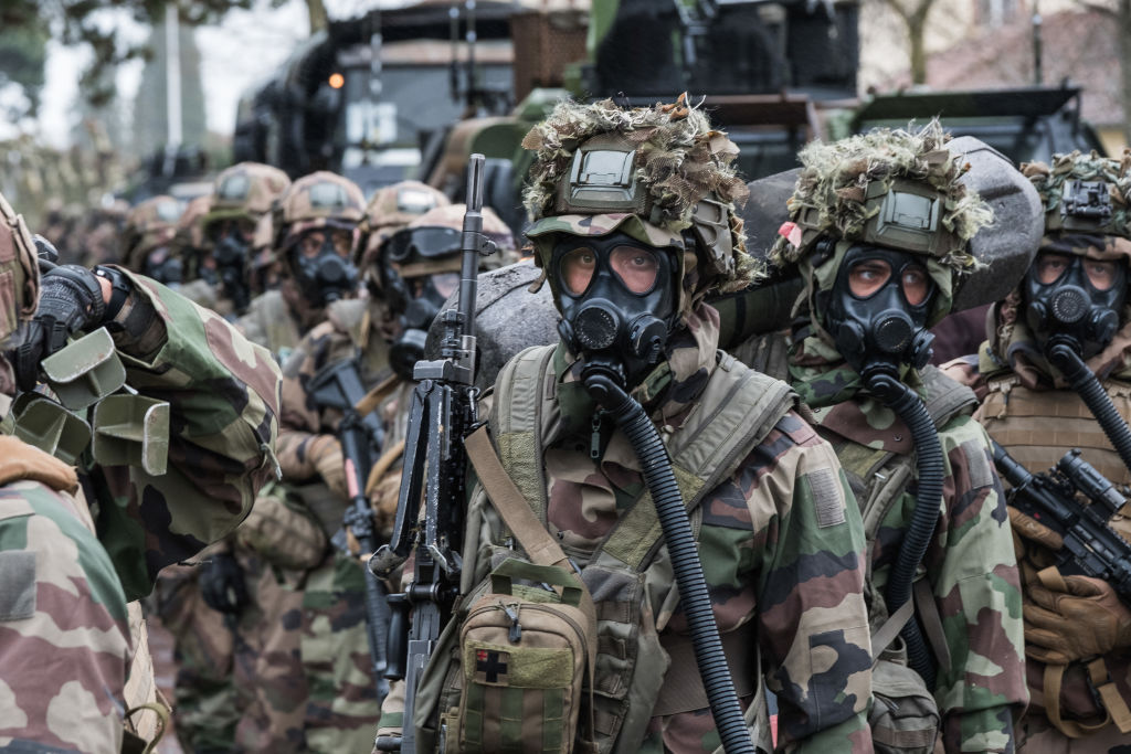 French soldiers over-dressed as 'military trainers' (Photo by Fred Marie/Art In All Of Us/Corbis via Getty Images)
