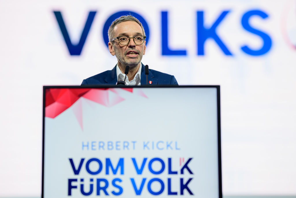 Kickl says from the people, for the people (Photo by Christian Bruna/Getty Images)