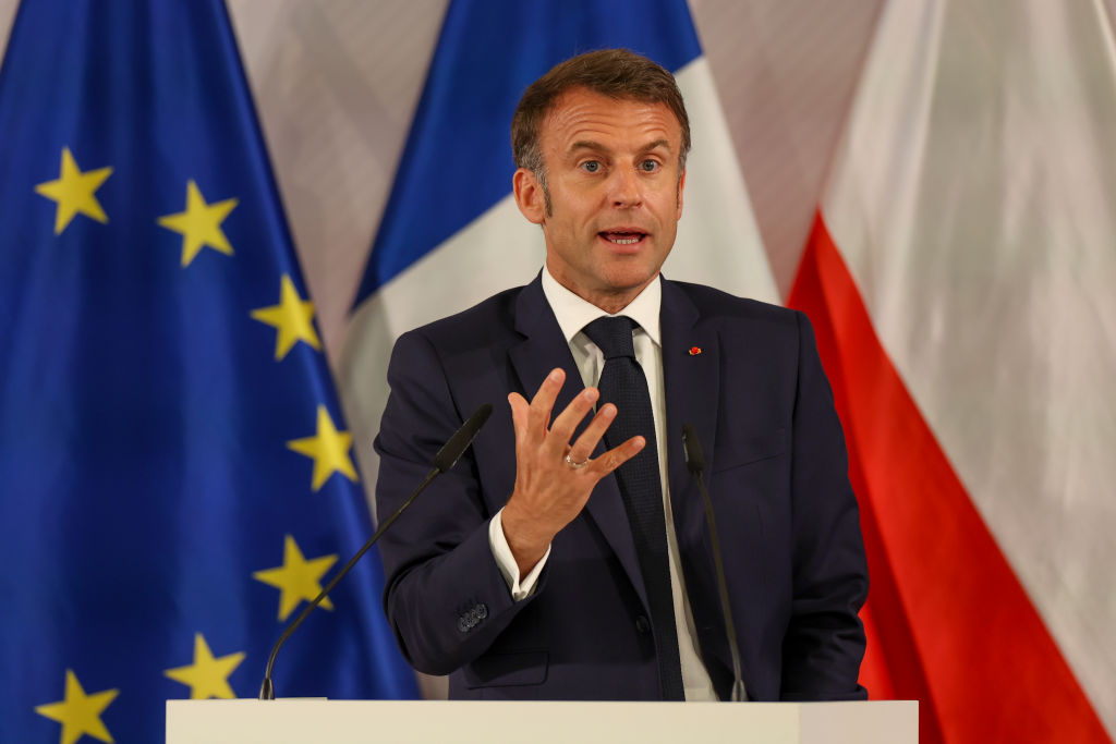 French President, Emmanuel Macron delays sending military instructors to Ukraine.(Photo by Christopher Neundorf - Pool/Getty Images)