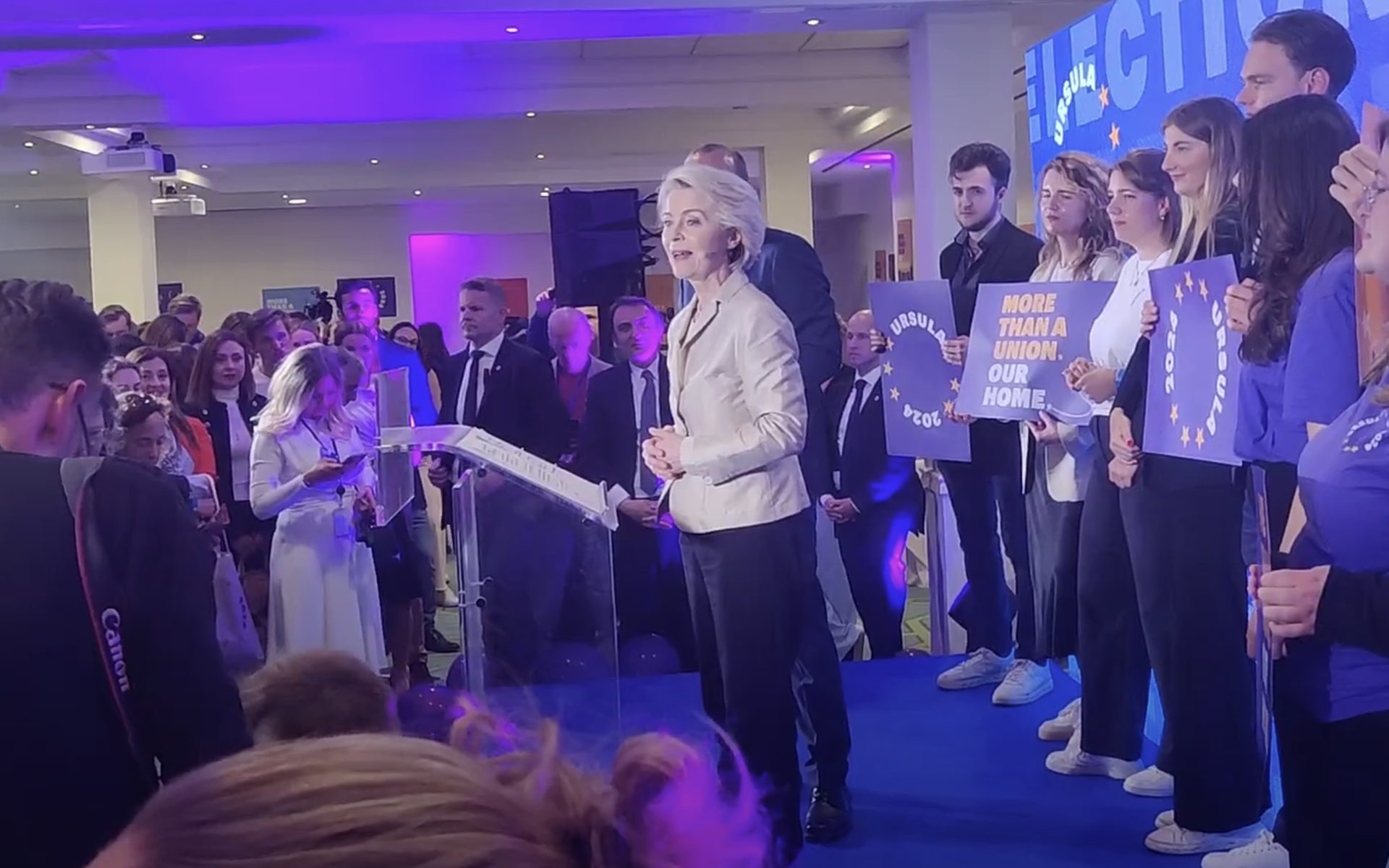 European Commission President Ursula von der Leyen has declared her victory in the European Elections to a jubilant European People's Party (EPP) celebration in Brussels. (Peter Caddle/Brussels Signal)