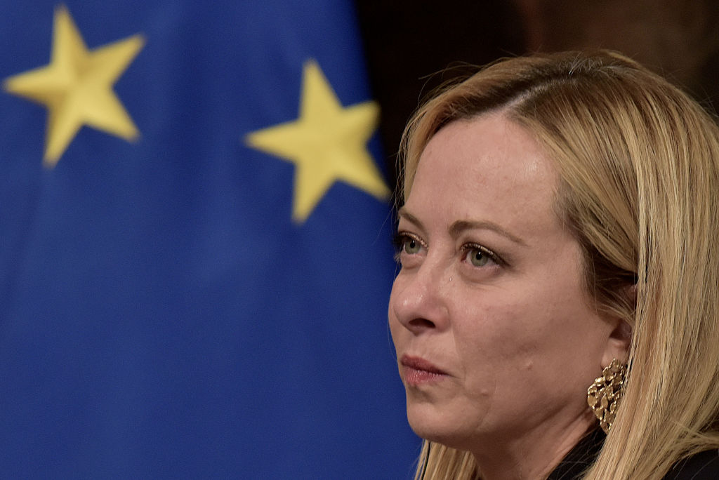 As the right-wing groups Patriots for Europe and the Europe of Sovereign Nations are sidelined by the centrist and left-wing European forces in parliament the Europan Conservatives and reformists spearheaded by Giorgia Meloni avoid EP cordon sanitaire. (Photo by Simona Granati - Corbis/Corbis via Getty Images)