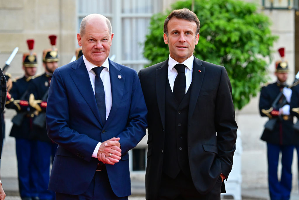 Economically faltering Scholz, wounded Macron (Photo by Christian Liewig - Corbis/Corbis via Getty Images)