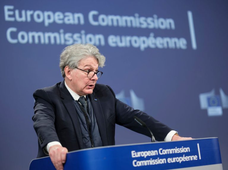 Senior European Commission officials are brandishing the threat of fines over changes made by Elon Musk to the "blue check" system used by X (formerly Twitter). (Photo by Thierry Monasse/Getty Images)