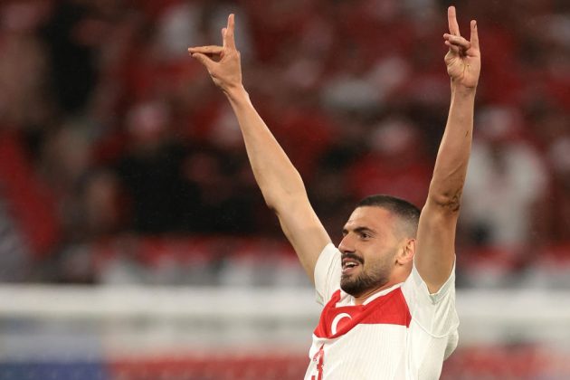 A two-handed "wolf salute" given by a Turkish football player during the Euro 2024 tournament has sparked an escalating diplomatic spat between Ankara and Berlin. (Photo by Jonathan Moscrop/Getty Images)