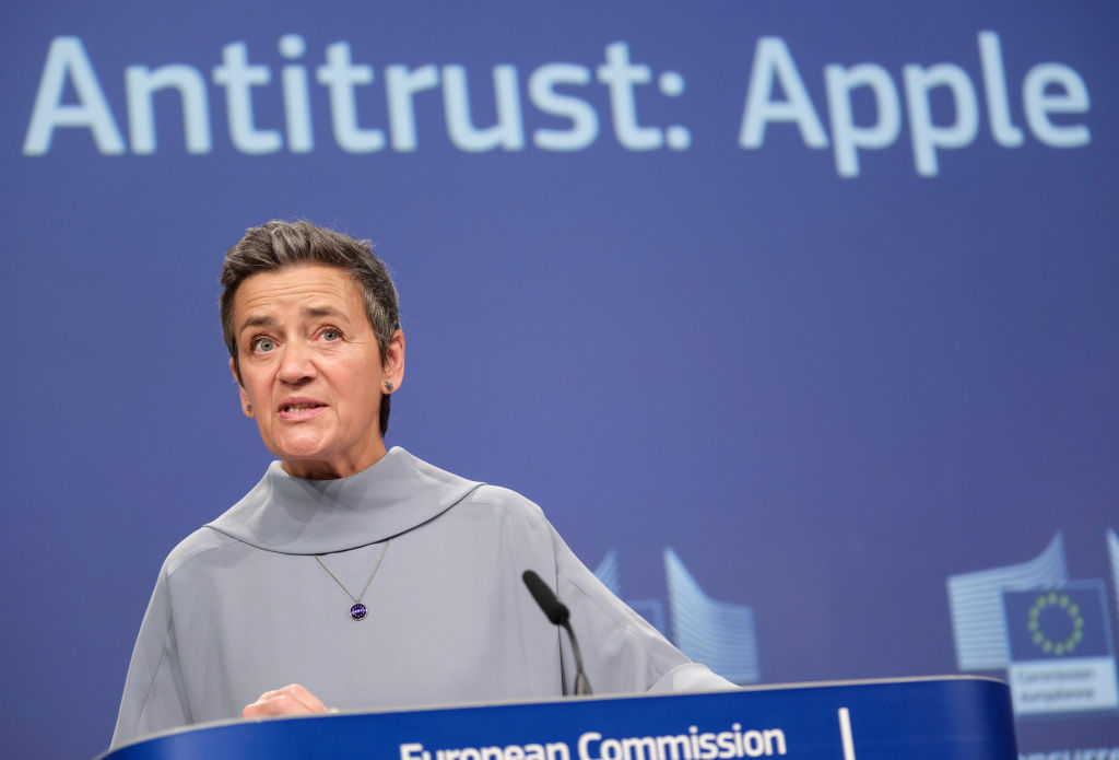 The European Union is to force through changes to Apple's iPhone operating system iOS to make it compatible with the bloc's antitrust laws. (Photo by Thierry Monasse/Getty Images)