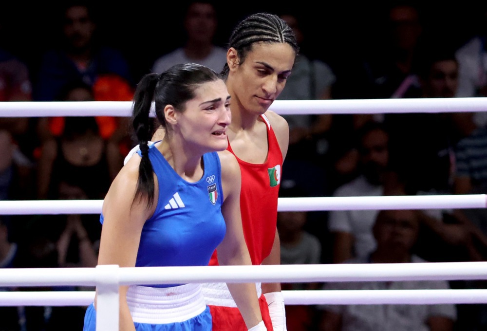 Prime Minister Giorgia Meloni has come out in support of the Italian boxer who lost to Imane Khelif, the Algerian fighter who is currently at the centre of a sex test controversy. (EPA-EFE/YAHYA ARHAB)