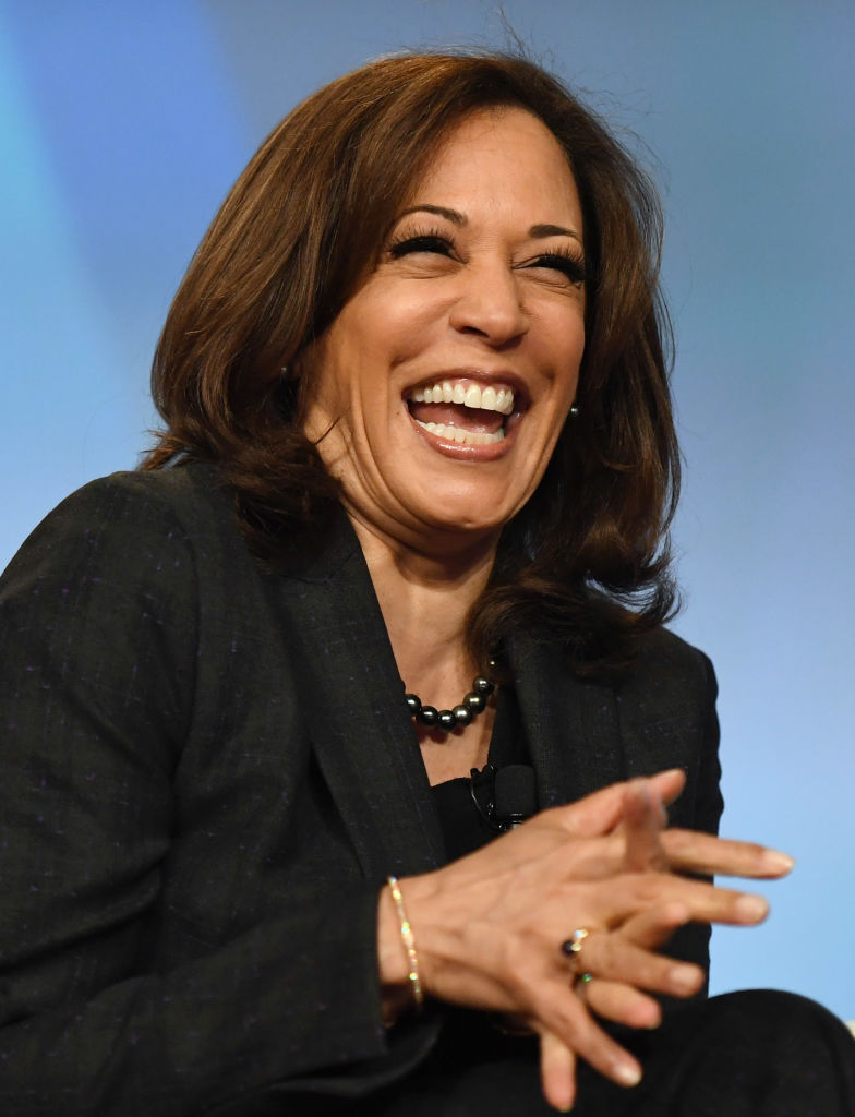 Harris has the hyena's hysterical cackle of the just plain dumb (Photo by Ethan Miller/Getty Images)