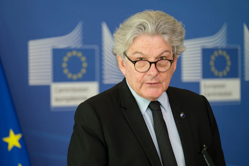 Brussels has denied it had any involvement in a threatening open letter sent by Internal Market Commissioner Thierry Breton to X-owner Elon Musk. (Photo by Thierry Monasse/Getty Images)