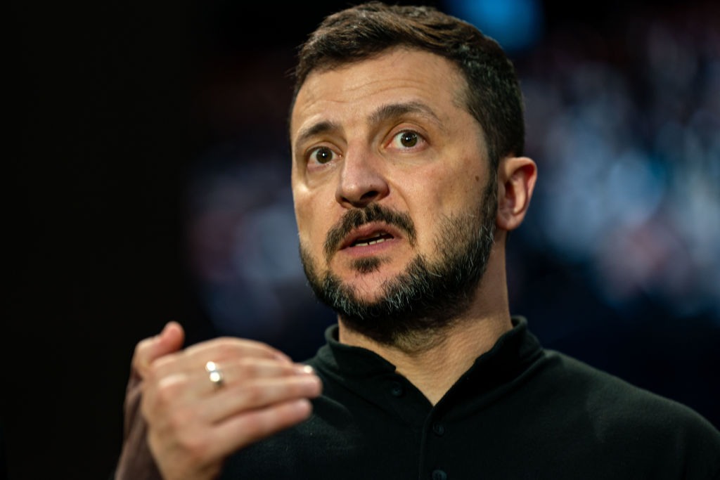 Ukrainian President Volodymyr Zelensky said on Monday his country's assault on Russia's Kursk region showed that Kremlin threats of retaliation were a bluff, and he urged Kyiv's allies to loosen curbs on using foreign-supplied weapons. (Photo by Kent Nishimura/Getty Images)