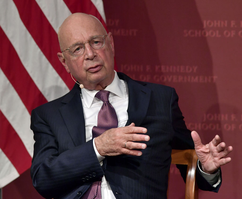 Klaus Schwab, mega-salary rich man who wants to keep you poor but he can stay rich (Photo by Paul Marotta/Getty Images)