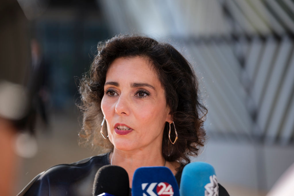 Hadja Lahbib, Belgium's newest European Commissioner candidate, certainly made an impression at her first General Affairs Council meeting on September 24—but maybe not quite the one she intended. (Photo by Thierry Monasse/Getty Images)