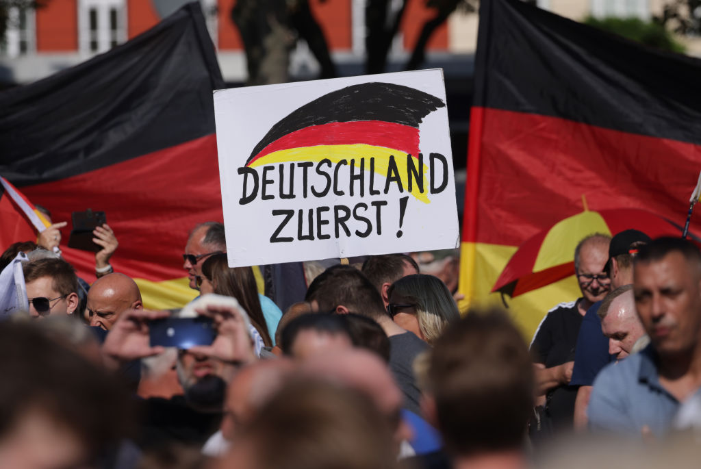 Germany first -- politically-dangerous slogan, but the AfD and thousands of Germans mean it.(Photo by Sean Gallup/Getty Images)