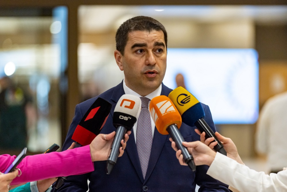 The speaker of Georgia's parliament Shalva Papuashvili said on October 7 that the ruling party lawmakers would move to impeach the pro-Western president ahead of a parliamentary election on October 26, a year after a previous impeachment effort failed.EPA-EFE/MARTIN DIVISEK