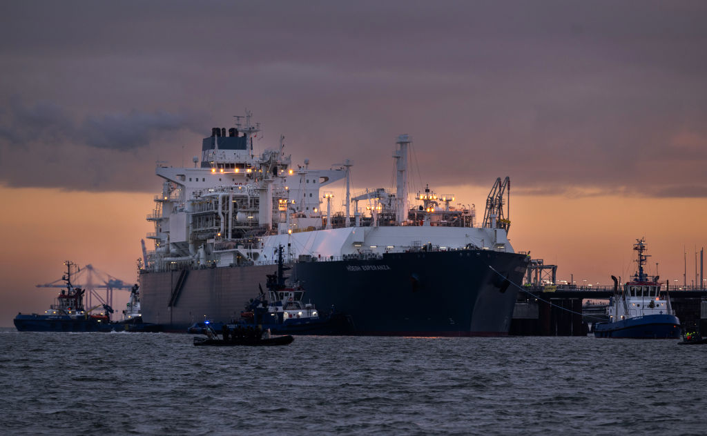 A German LNG terminal. Is Germany doing everything in its power to look for alternative ways to buy fossil fuels from Russia? (Photo by David Hecker/Getty Images)