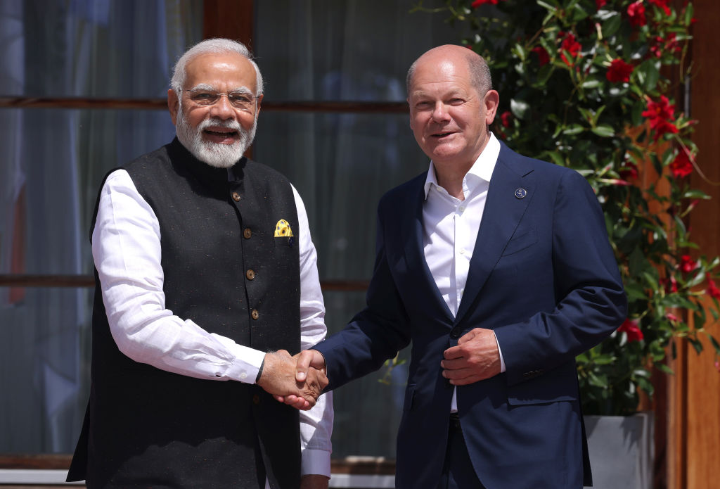 Chancellor Olaf Scholz leads a high-level delegation to New Delhi this week, betting that greater access to the vast Indian market can reduce Germany's reliance on Beijing. (Photo by Sean Gallup/Getty Images)